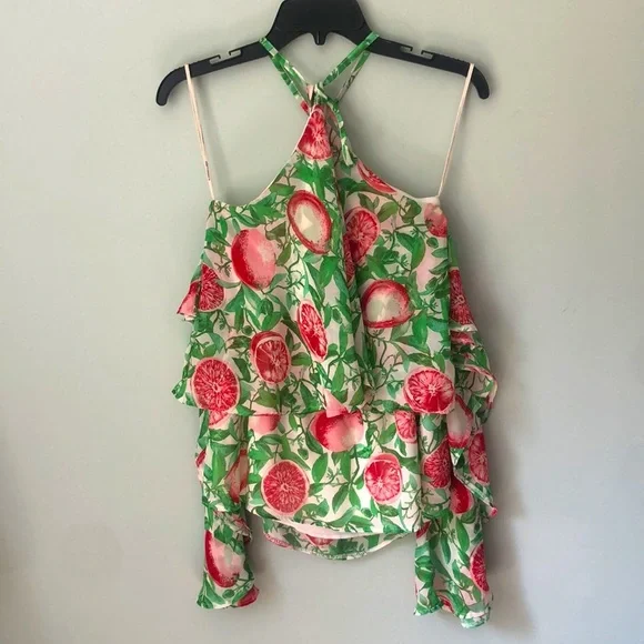 Judith March | Grapefruit Shoulder-Cutout Halter Top - Picture 6 of 6